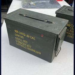 (2) Vintage M2A1 ammunition box .50 cal ammo cans