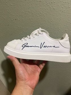 Versace Sneaker VITELLO+ST SIGNATURE LOGO White, Size 42 9.5inUS