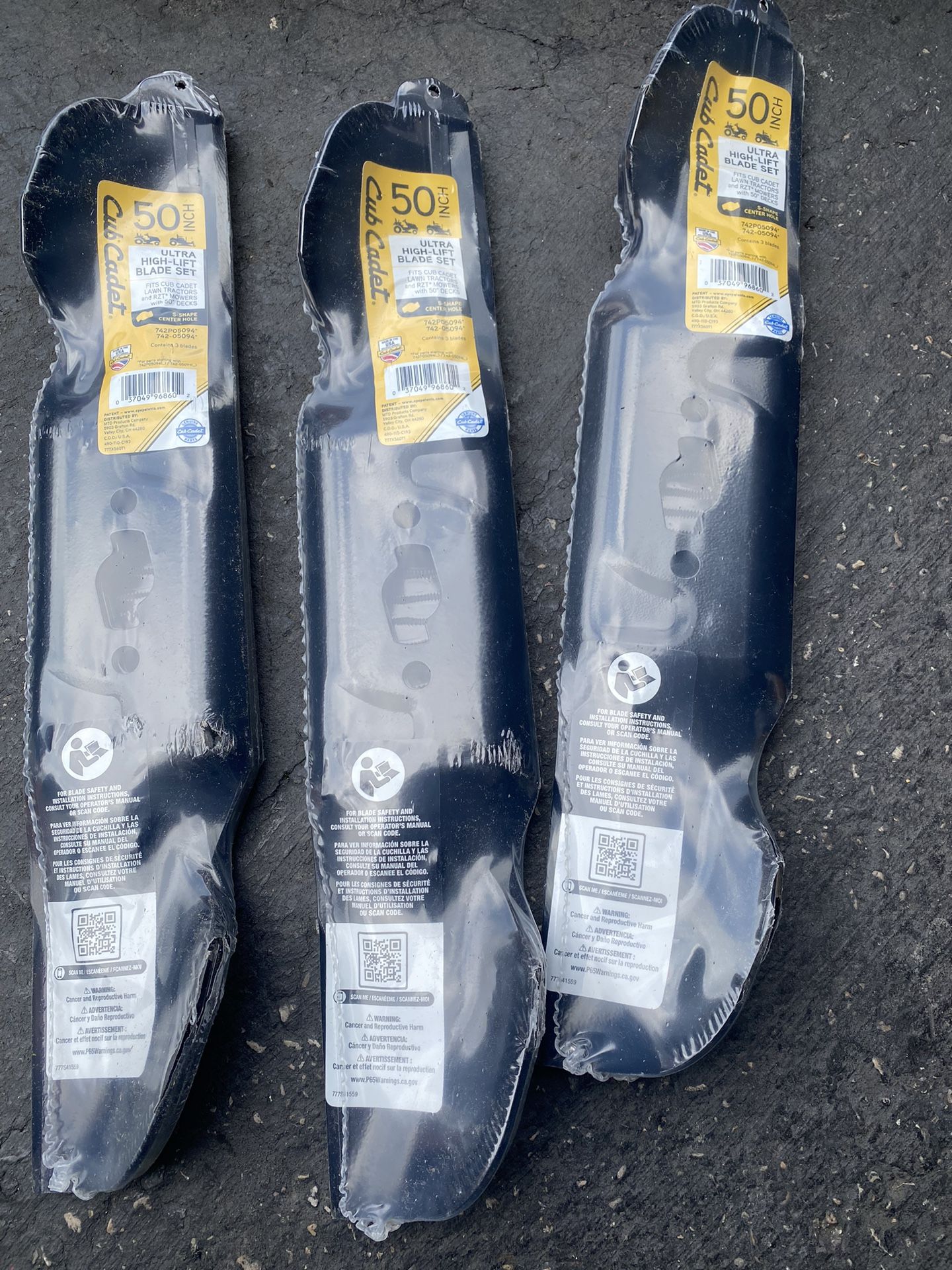 New Blades 3 Set Cub Cadet Tractor -zero Turn 50 inch.