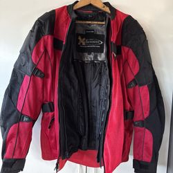 Xelement Red Black Mesh Liner Armored Padded Motorcycle Jacket Large *New*