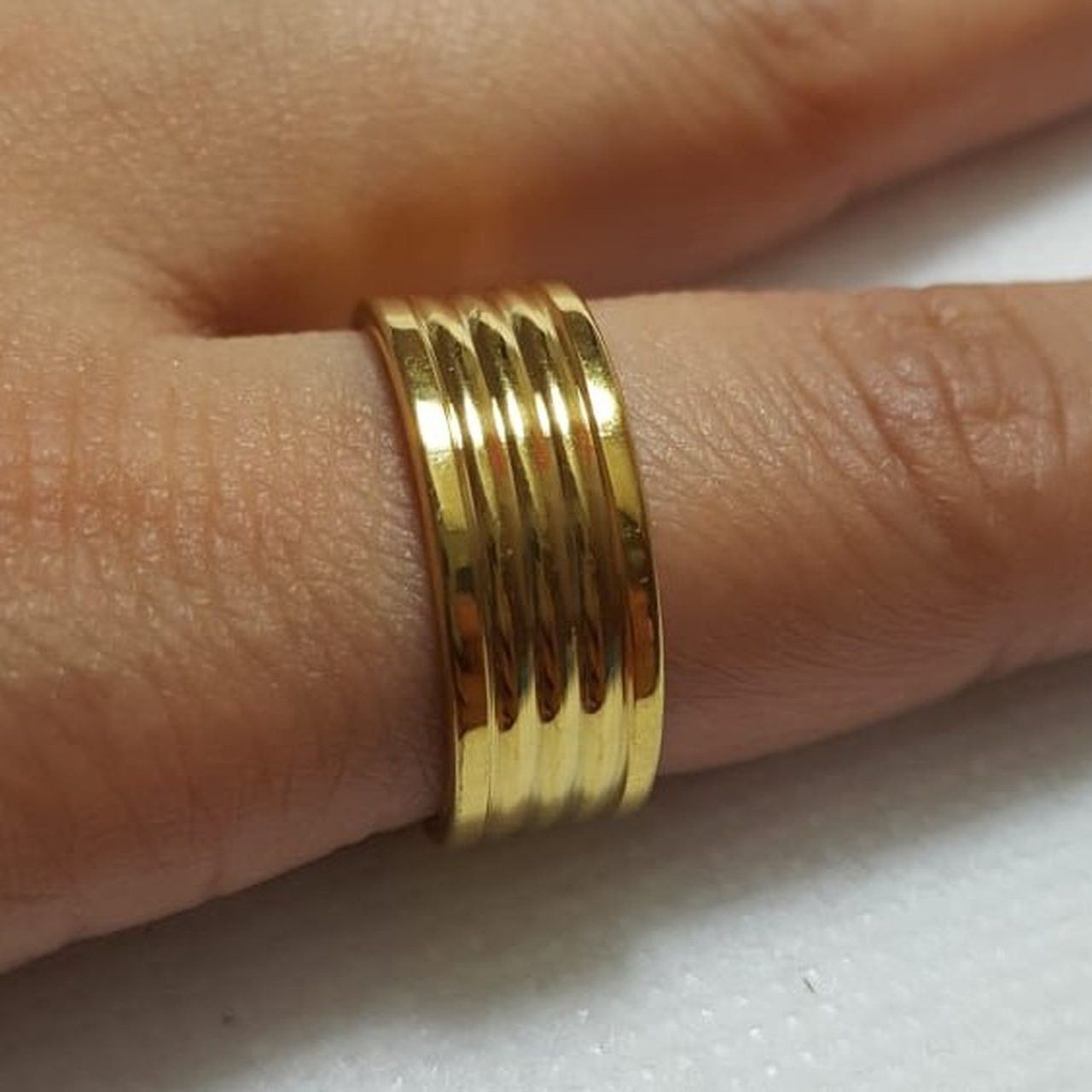 Beautiful Stainless Steel Gold plated Ring Band For Men Women Ring Ring Size: 8.75 Thickness: 7.5mm -RGN-83 *Shipping Only*