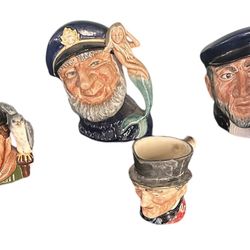 1958 Large Royal Doulton Figural Toby Mug "Capt. Ahab" Limited Edition & 3 coordinating Mugs