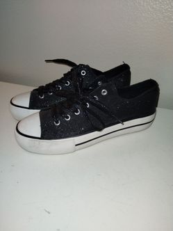 Olivia Miller Women's Corsano Black Glitter Lace Up Sneakers Size 8 EUC