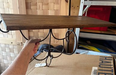 Decorative wood & iron collapsible shelf