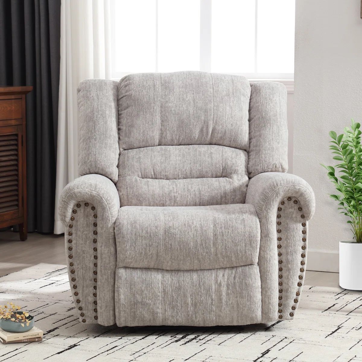 40.9" Wide Classic Super Soft And Oversize Manual Recliner with Nailhead Trim