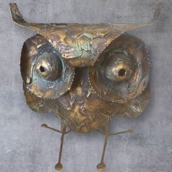 Vintage Curtis Jere Brass Owl Sculpture Brutalist Mid Century Art Large 