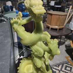 Chinese green glass sculpture