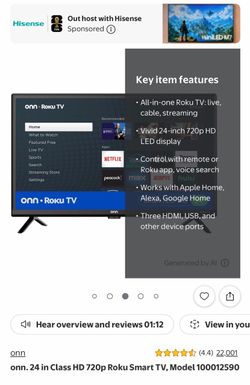 ONN 24-Inch 720p Roku Smart TV