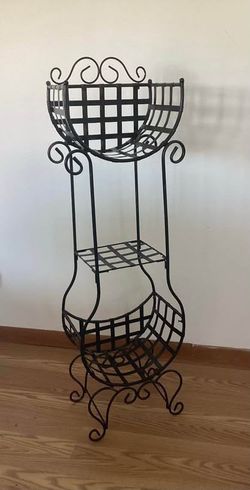 Decorative- Free Standing- Black Metal - 3 Tier- Shelf - 45” Tall