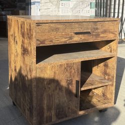 IRONCK File Cabinet Wood Lateral Mobile Filing Cabinets with Drawer Large Rolling Printer Stand Home Office Cabinet Storage with Wheels, Shelves and D