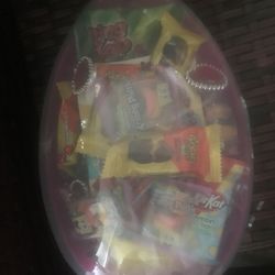 Plastic egg bucket, lots of candy!