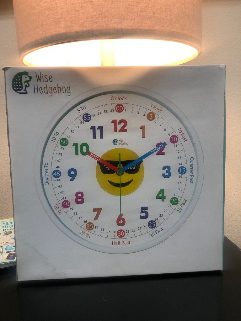 WISE HEDGEHOG Telling Time Teaching Clock, Silent Non Ticking Analog Battery
This Clock is in good used condition. It's not ticking and easy to read