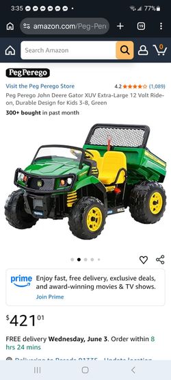 Peg Perego John Deere Gator XUV Extra-Large 12 Volt Ride-on (missing charger, works good) $150