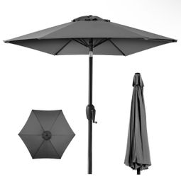 7.5ft Heavy-Duty Outdoor Market Patio Umbrella w/ Push Button Tilt, Easy Crank - Tan
