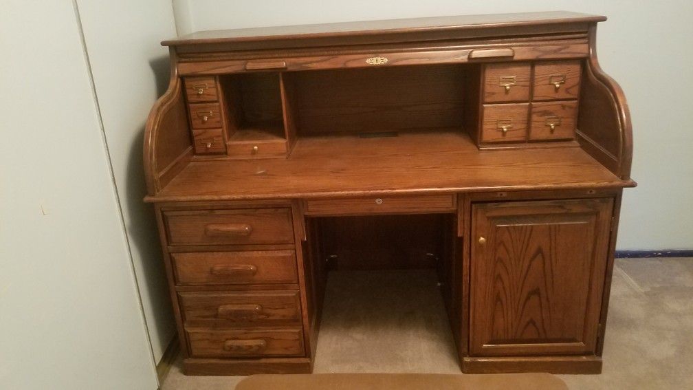  dark wood roll top desk Custom Maid With Key