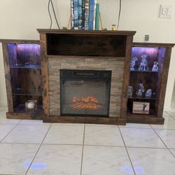 Boyel Living Brown Fireplace TV Stand