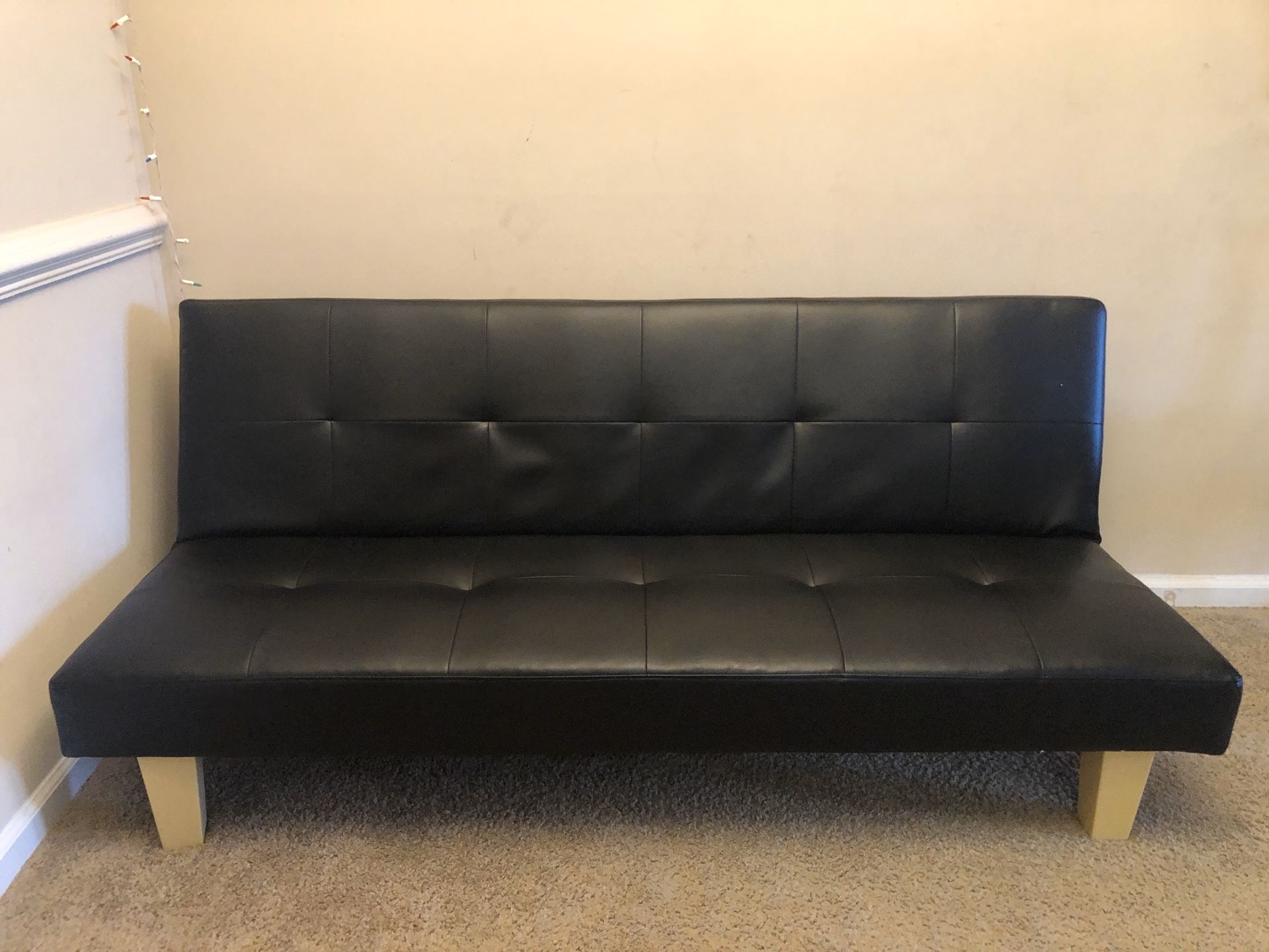 Tufted Faux leather convertible couch futon sofa bed