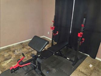 OPPSDECOR Multi-Function Weight Bench Set with Squat Rack & Preacher Curl