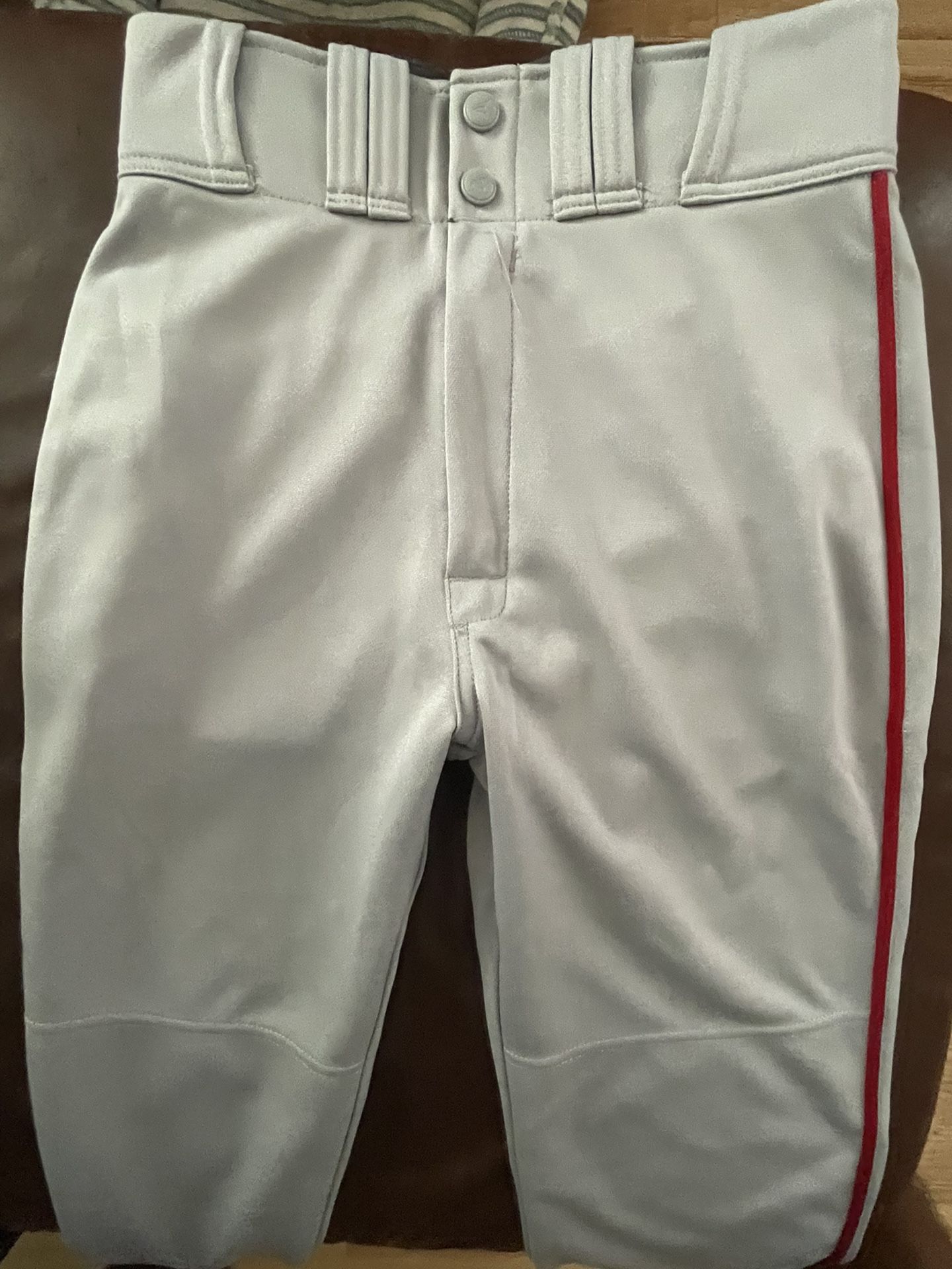 Easton Adult Extra Small Baseball Pants. Gray With Red Piping.