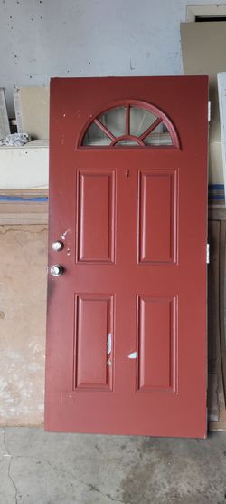Exterior metal door half Moon top light hurricane 🌀 impact approximately 36x79 no frame