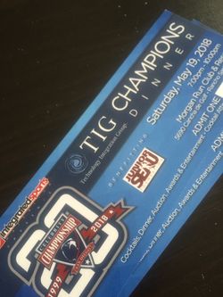 Two Celebrity Championship Dinner Tickets - Free cocktails, dinner, auction & entertainment