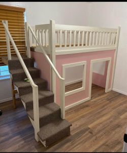 Princess Twin Loft with playhouse