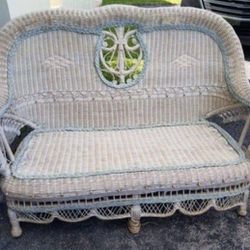 Vintage Wicker Loveseat Chair 