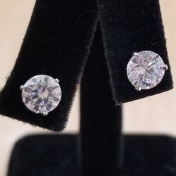14kt White gold And Cz Earrings 