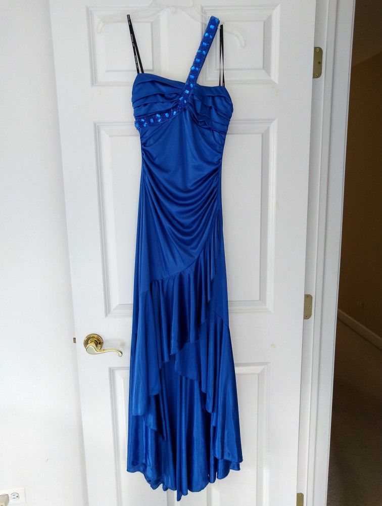 City Triangles Blue One Shoulder Floor Length Prom Dress High Low Size Small