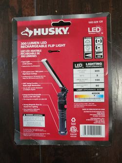 Husky LED 300 Lumen LED Rechargeable flip Work light Mechanics