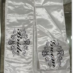 Bride & Groom Satin Sashes – Wedding Party Decoration, Couple Photo Prop