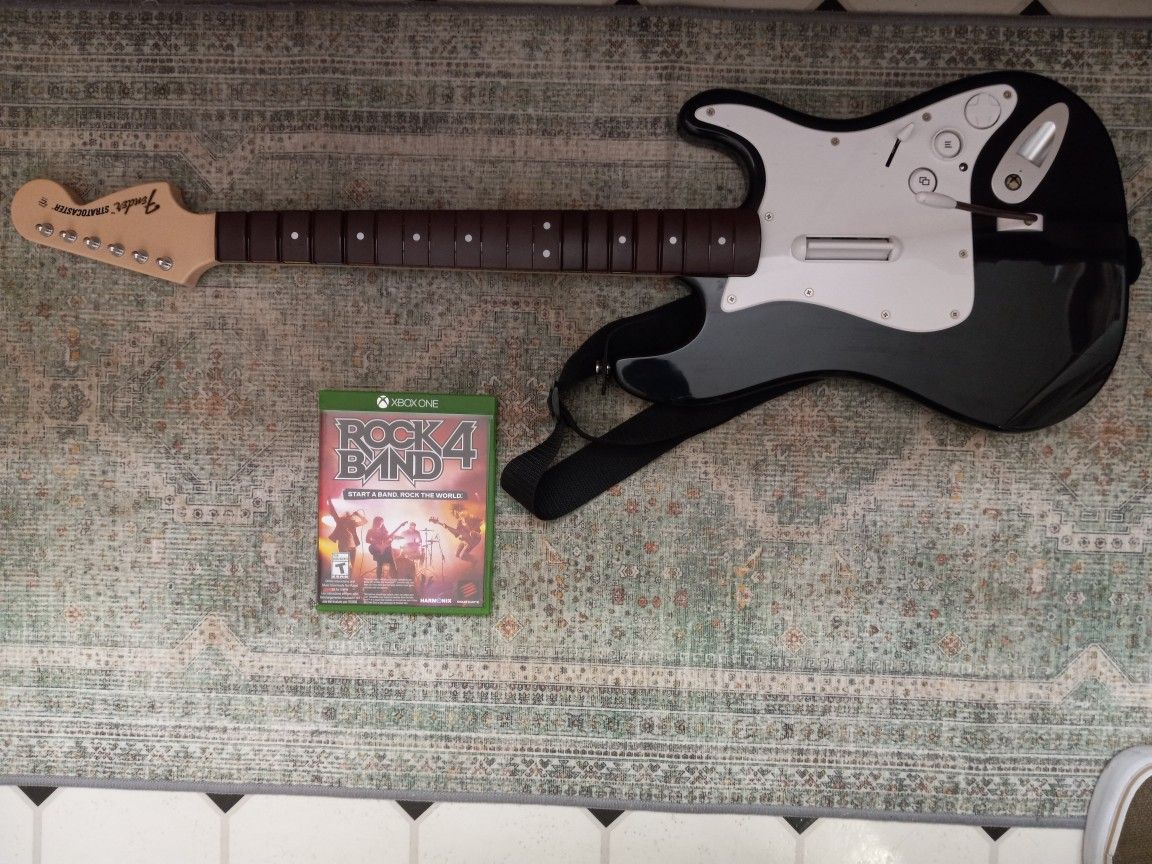 Xbox One Guitar Controller And Rock Band 4 Game