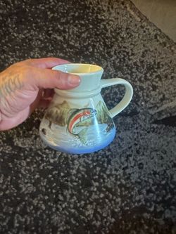 Ceramic Mug with Trout Fishing Scene