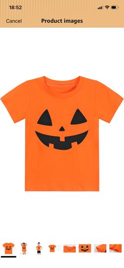 Halloween Shirt for Toddler Boy Girl Pumpkin Ghost Face Crewneck Short Sleeve Tshirt for Kid Halloween Clothes Top 2 Years old ( please follow my page
