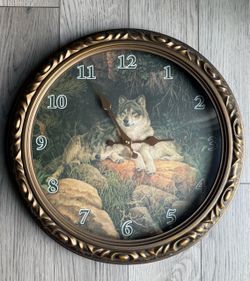 Wolf Wall Clock 16” Diameter