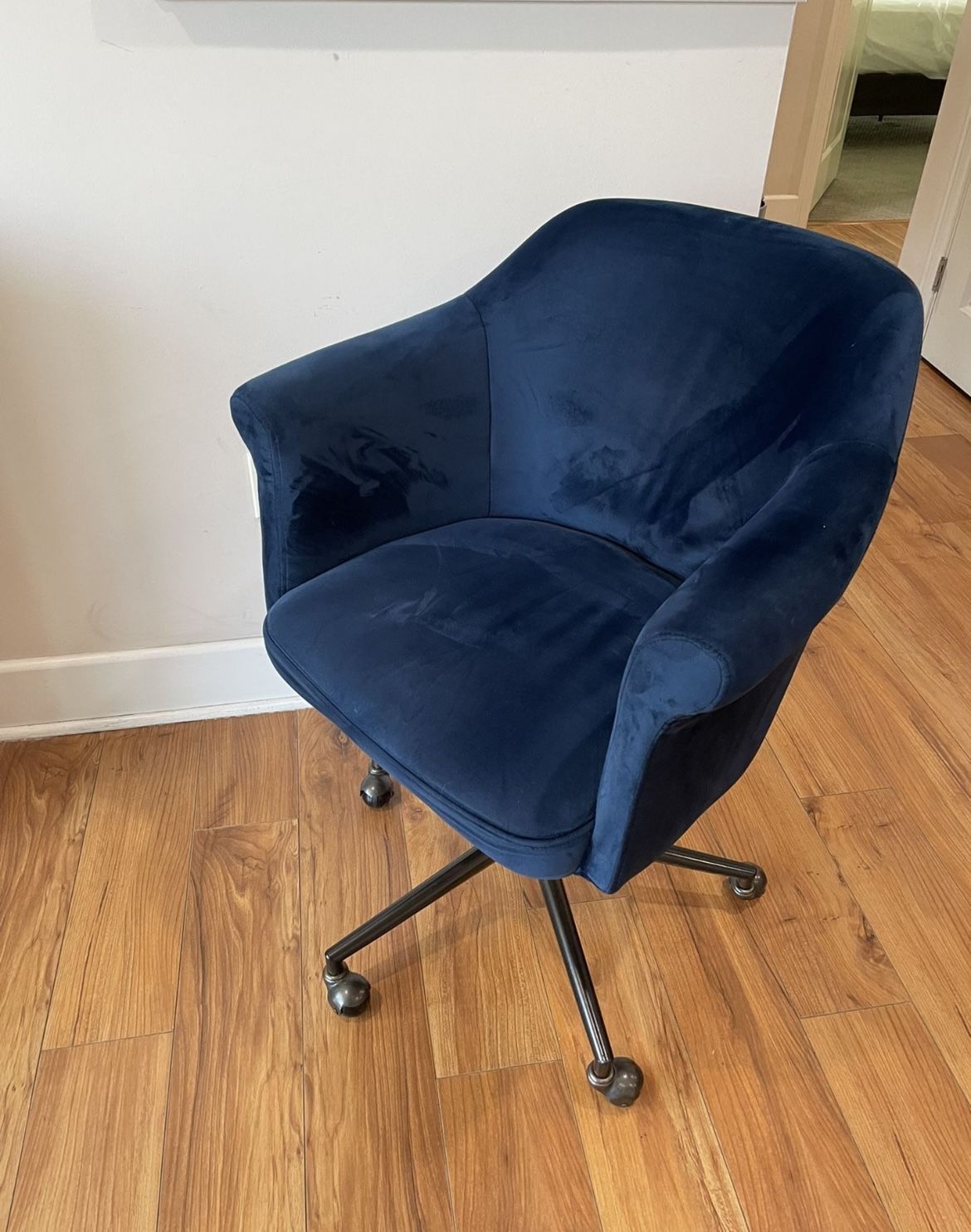 Navy blue velvet declan upholstered office chair deals