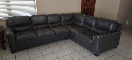 Dark Gray Leather Sectional Sofa