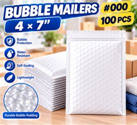 NEW #000 Bubble Mailers 4x7" – 100 PCS