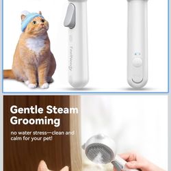 Cat Steam Brush, Brushes for Indoor Cats with Release Button, Dual Speed Spray USB Rechargeable Grooming Supplies, Cat Brush for Shedding Suitable for