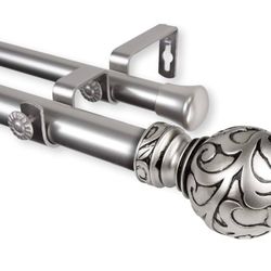 Rod Desyne 1” Cypress Double Curtain Rod 160-240” (Satin Nickel)