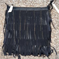 la terre fashion black and gold fringe purse