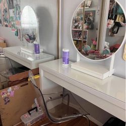 ikea desk + vanity + mirror