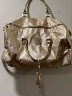Michael Kors Gold Metallic Weekender Duffle Bag with Tassels