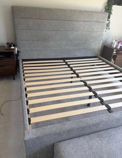 King Upholstered Bed Frame with Storage Bench