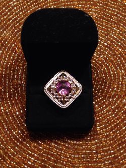 3.76ctw cushion cut amethyst & Tanzania ring (pure 925 sterling silver 18 yellow gold plating
