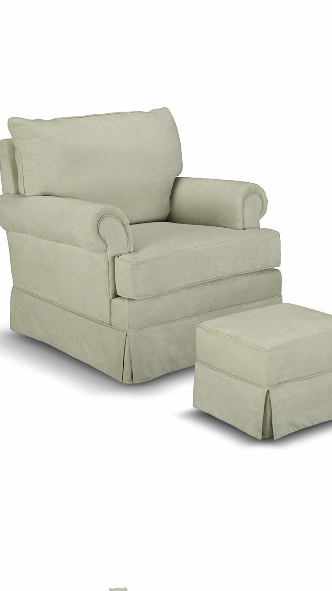 Thomasville kids grand royale upholstered swivel glider and ottoman, sage