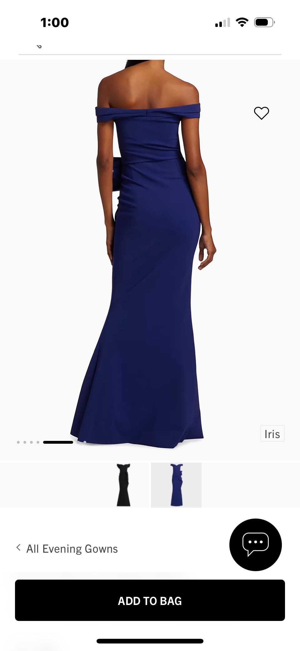Chiara Boni Blue Off The Shoulder Gown Size 10
