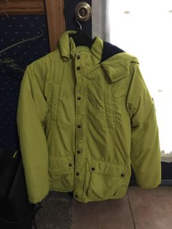 Boys Nautica winter coat green yellow size kids L/G 14-16