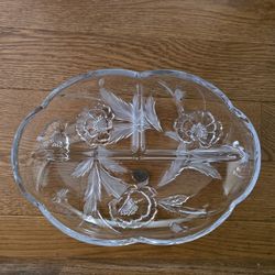 Studio Silversmith Floral Crystal Divided Serving Platter in the "Mikasa Meadow Melody" Pattern