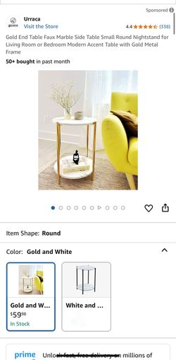 Gold End Table Faux Marble Side Table